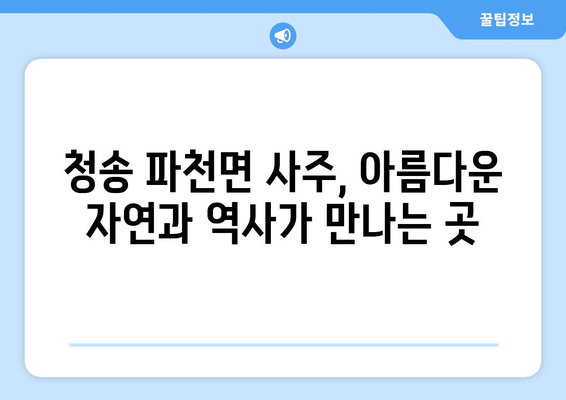 경상북도 청송군 파천면 사주| 역사와 문화를 탐방하다 | 청송, 파천, 사주, 역사 유적, 문화 유산, 관광 정보