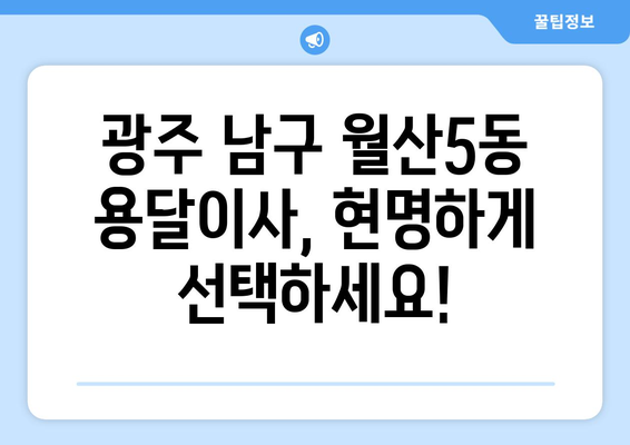 광주 남구 월산5동 용달이사 전문 업체 비교 가이드 | 저렴하고 안전한 이사, 최고의 선택!